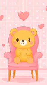 Sweet Teddy Bear and Heart Illustration