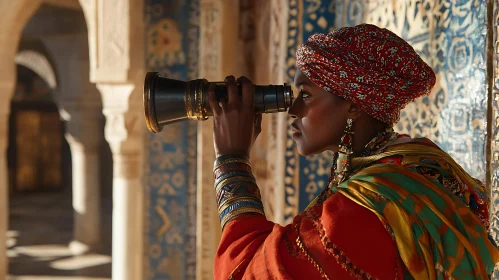 Visionary Woman with Antique Telescope