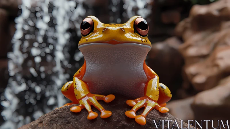 Frog Perched on Rock AI Image