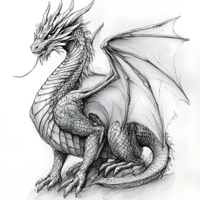 Dragon Illustration: Monochrome Fantasy Artwork