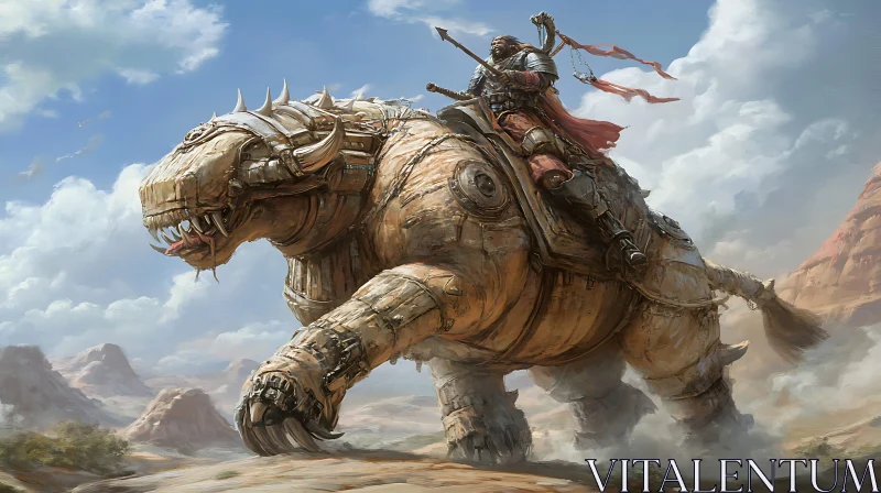 AI ART Armored Rider on Steampunk Creature