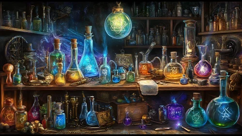 Mystical Alchemist's Shelf Still Life