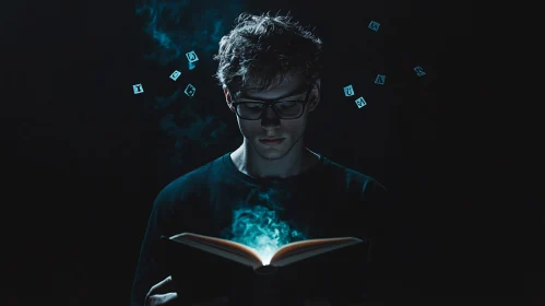 Mystical Reader with Glowing Book