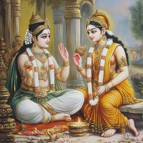 Indian Religious Art: Two Figures in Serenity