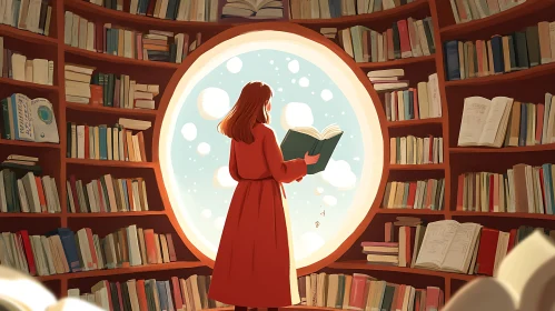 Reader in a Circular Library