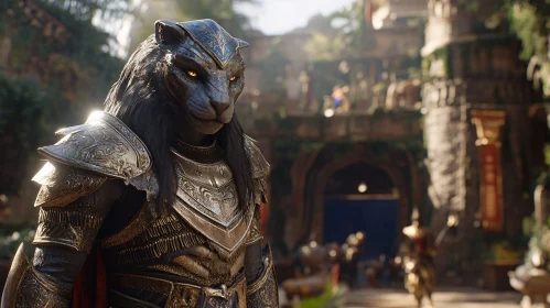 Khajiit Warrior in Detailed Armor