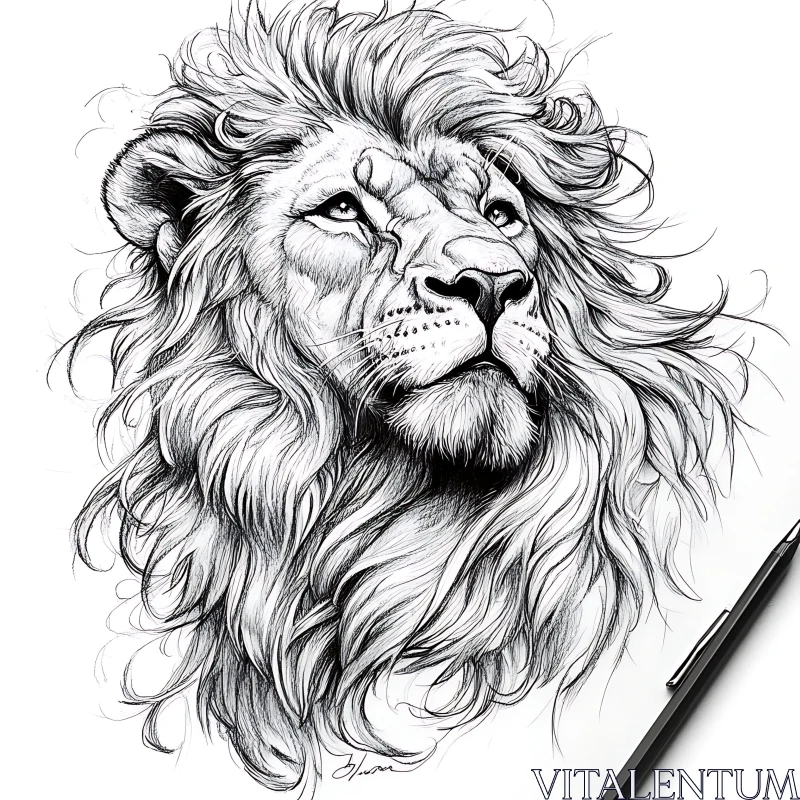 AI ART Monochrome Lion Portrait