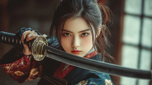 Young Woman Warrior with Sword