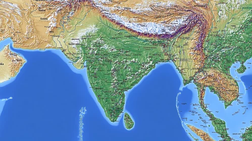 Topographic Map of India