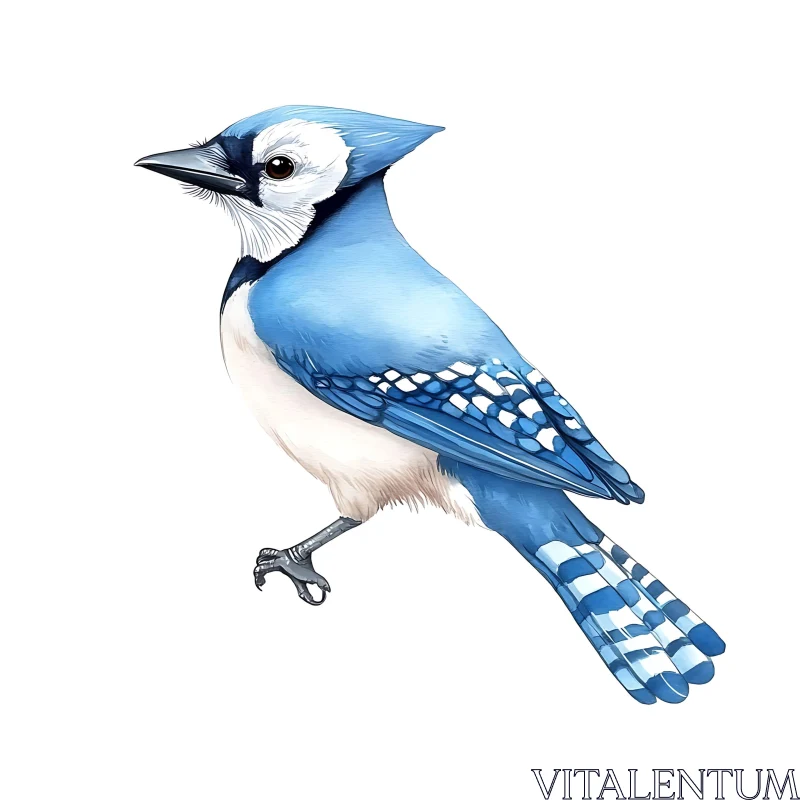 Detailed Blue Jay Bird Art AI Image