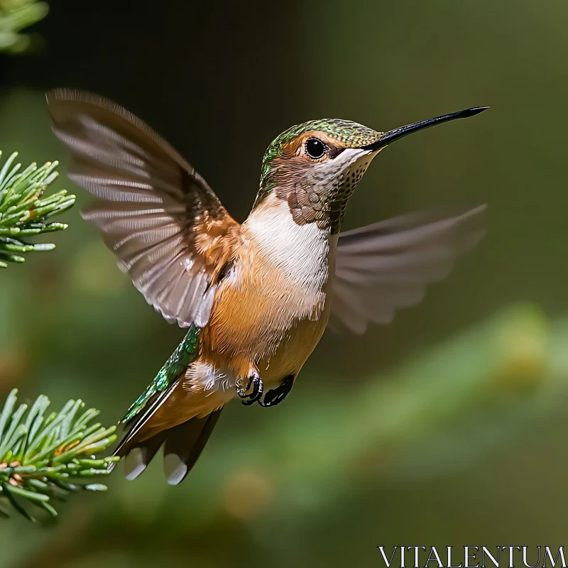 Hovering Hummingbird Portrait AI Image