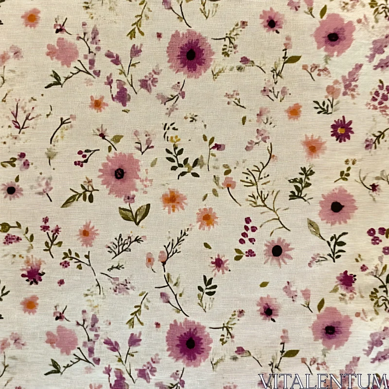 Delicate Floral Design on Cream Background AI Image