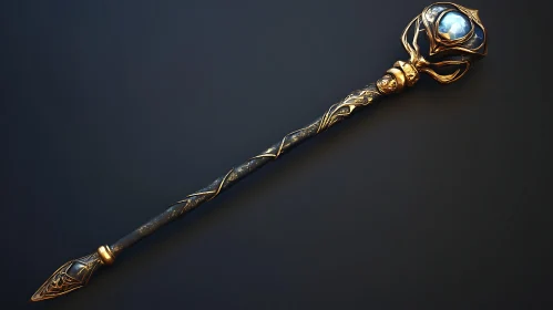 Mystical Staff with Gemstone Ornament