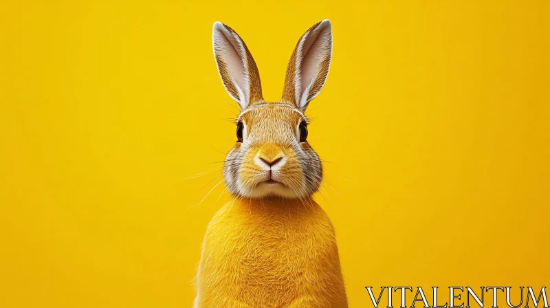 AI ART Vivid Rabbit Portrait in Yellow