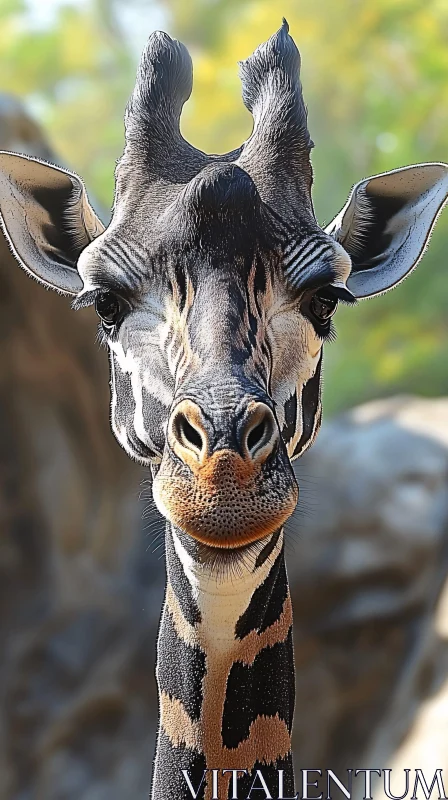 Intimate Giraffe Portrait AI Image