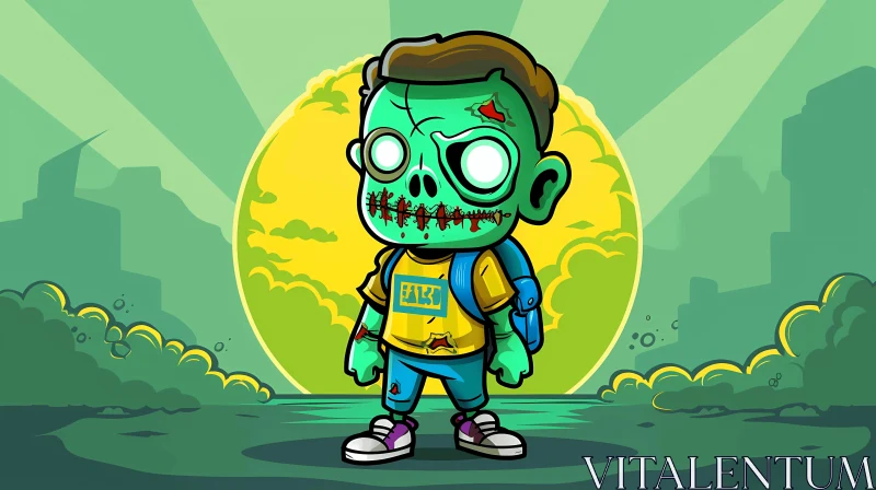 Cartoon Zombie Boy Illustration - Perfect for Children's Media AI Image