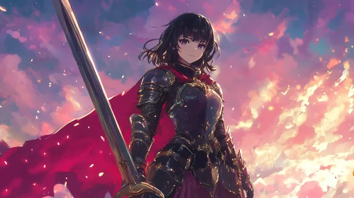 Female Knight Anime Illustration