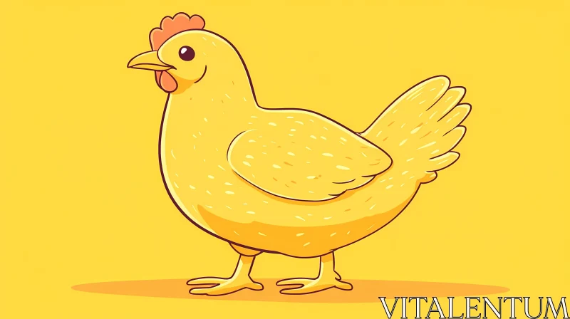 Cheerful Yellow Chicken Art AI Image