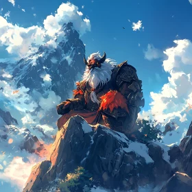 Horned Guardian in the Snowy Mountains