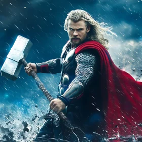 Warrior with Hammer in the Rain