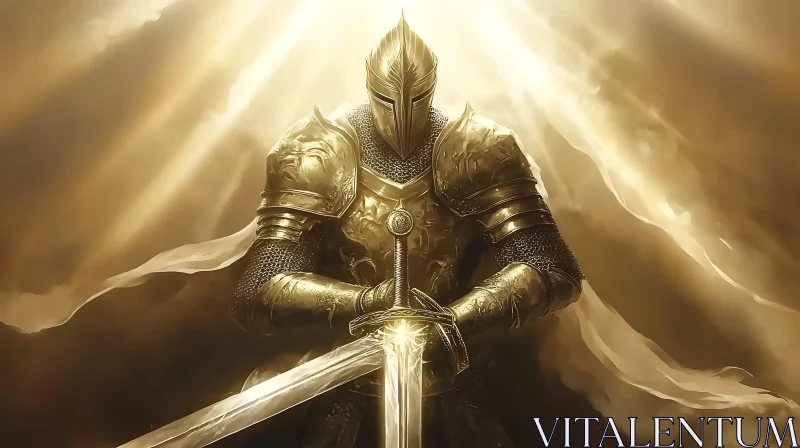 AI ART Armored Warrior in Golden Light