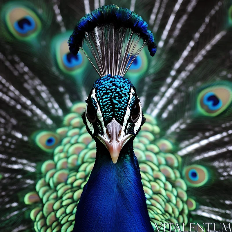 Peacock's Iridescent Plumage Close-Up AI Image