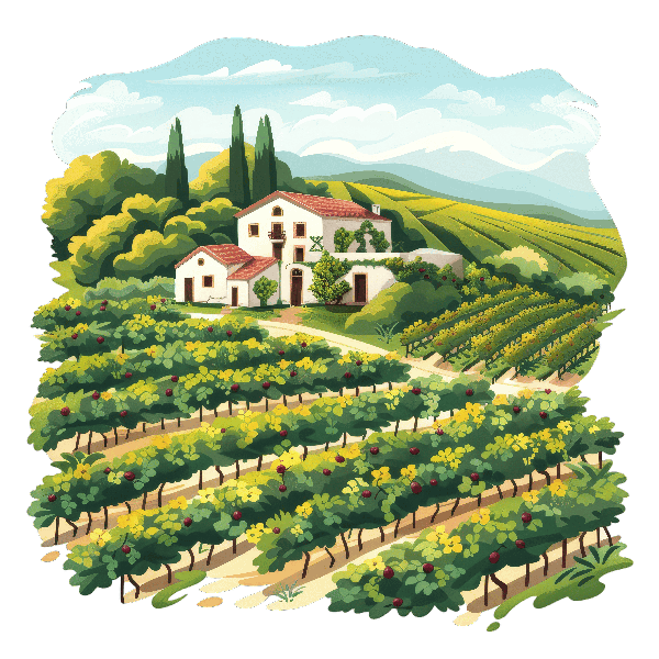 Charming Vineyard Landscape T-Shirt Design