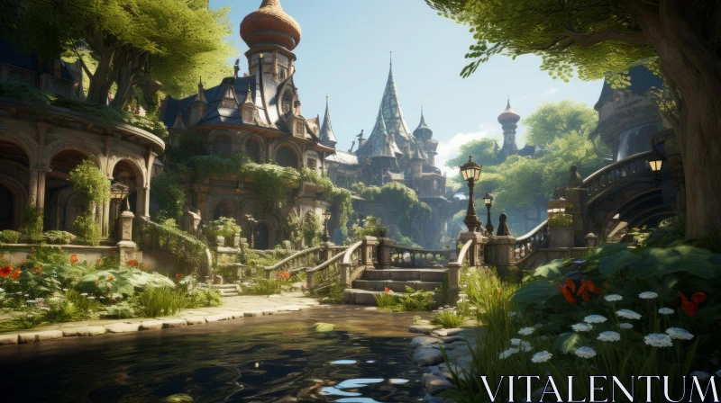 Enchanting Fantasy Village - Rococo-Inspired Gaming Artwork AI Image