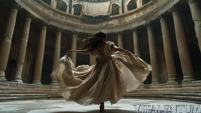 Woman Dancing in Grand Hall AI Image