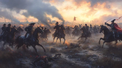 Cavalry Charge at Sunset Artwork