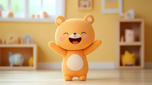 Joyful Orange Bear Illustration