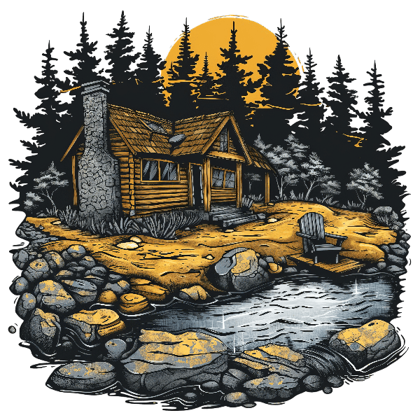 POD Design Rustic Cabin Retreat T-Shirt Design