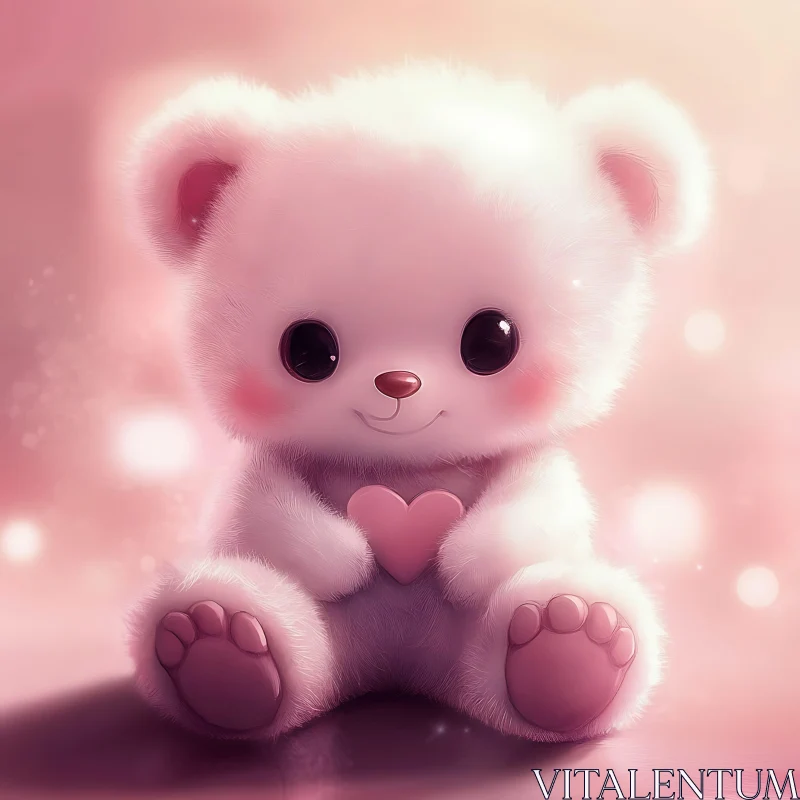 Fluffy Bear Holding Heart AI Image