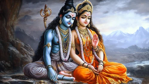 Shiva Parvati Togetherness in Art