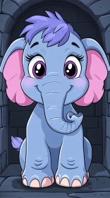 Smiling Cartoon Elephant Illustration