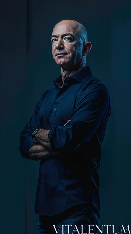 Portrait of Jeff Bezos in a Dark Room AI Image