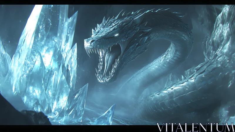 AI ART Frozen Serpent: Guardian of the Ice Realm