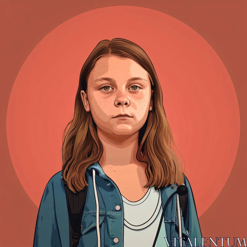 AI ART Eco-Activist Greta Thunberg Portrait Art