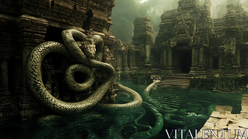 Serpent Guardian of the Sunken Temple AI Image