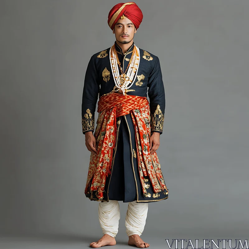 Indian Man Fashion Portrait AI Image