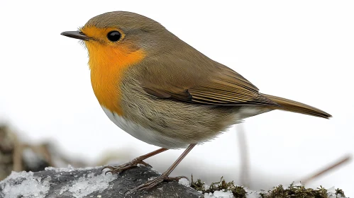Robin on Snowy Branch