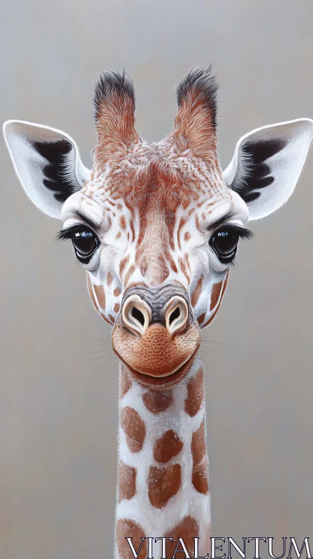 Giraffe Close-Up Art AI Image