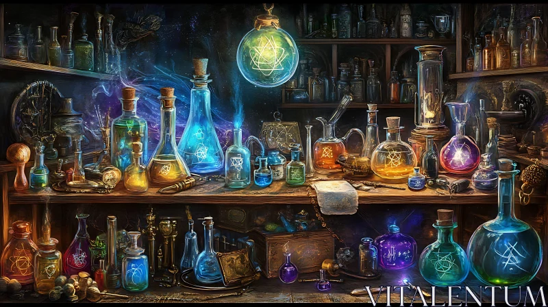 AI ART Mystical Alchemist's Shelf Still Life