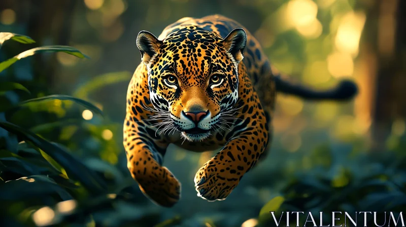 AI ART Powerful Jungle Leap of the Jaguar