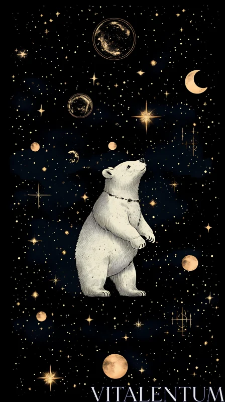 Ethereal Night with a Cosmic Bear AI Image