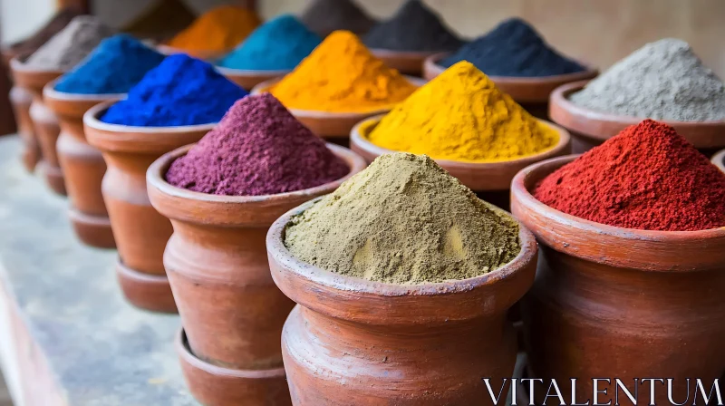 AI ART Colorful Spices in Traditional Pottery