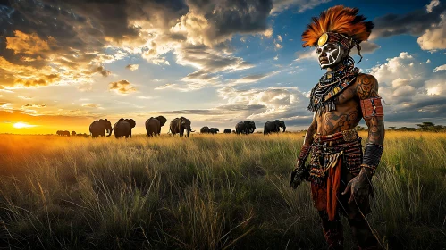 African Warrior in the Savannah