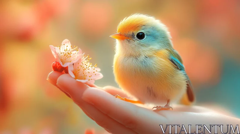 Tiny Bird and Floral Beauty AI Image