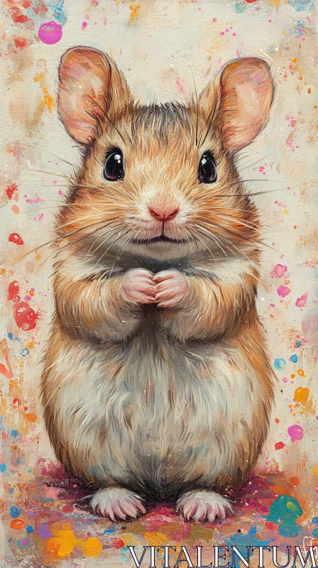 Whimsical Hamster Portrait AI Image