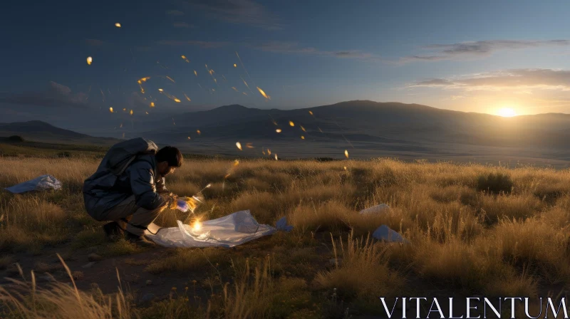 A Captivating Scene of a Person in a Vibrant Grass Field AI Image